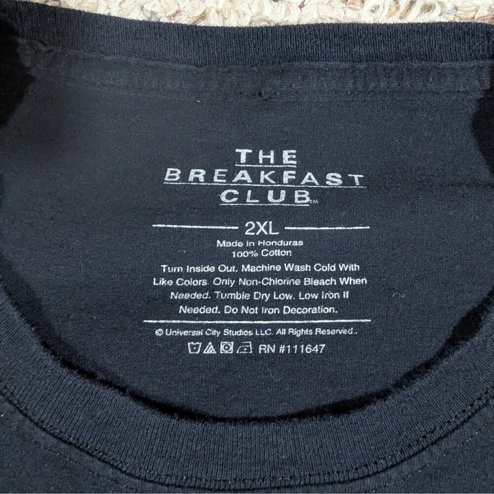 The Breakfast Club T-Shirt Mens 2XL Black Short Sleeve Retro 80s Movie Tee
